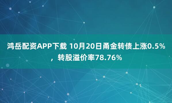 鸿岳配资APP下载 10月20日甬金转债上涨0.5%，转股溢价率78.76%